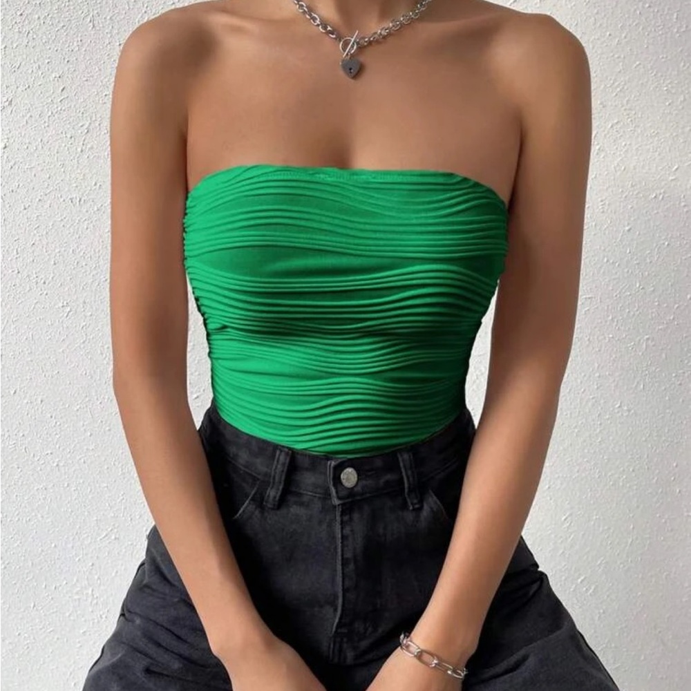 Green Strapless Top